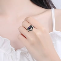 Червен аметист пръстен Луна Циркония обещава вечността годежен сватбен пръстен, подарък за дами момичета