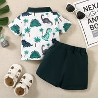 Bear Benant Boys Outfits Монтажни бебета момче пролет летни тоалети месеци бебето момче деликатно динозавър отпечатъци с къс ръкав нежен поло риза + разходки комплект зелено