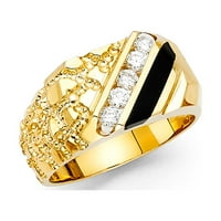 Бижута от LU 14K Жълто злато, симулирано Ony Mens Fashion Anniversary Ring Size 9.5