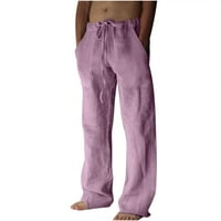 Мъжки еластични ежедневни панталони памучни бельо с пълна дължина удобен панталон