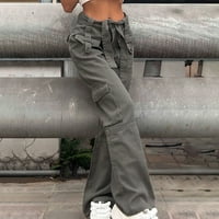 Hfyihgf жени торбисти товарни панталони, големи с нисък ръст широк крак парашут панталони винтидж теглене на суитчъри улични дрехи