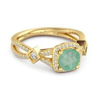 Vintage 1. CTW Emerald Sterling Silver Gold Vermeil Split Shank Wedding Women Ring