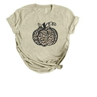 Qurein дамски есенни тиквени тениски смешни къси ръкав Хелоуин графични тийнейджъри върхове
