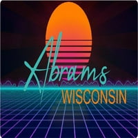 Abrams Wisconsin Vinyl Decal Stiker Retro Neon Design
