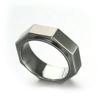 Toyella прост пръстен от неръждаема стомана квадрат осемстранно титаниево стоманен пръстен бял 12