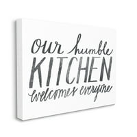 Ступел Индъстрис минимално нашата скромна кухненска фраза затруднен текст платно стена изкуство от Кейти Дусет