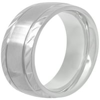 Мъжка неръждаема стомана Сатен покритие Вълна Модел сватбена лента пръстен
