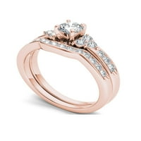 Карат Т. в. диамант класик 14кт Розово злато годежен пръстен комплект