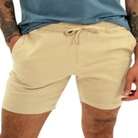 Noilla Mens Beach Shorts Grathstring Bottoms Еластична талия Лято къси панталони Мъжки удобни мини панталони Мъже солидни цветни плажни дрехи Khaki XL