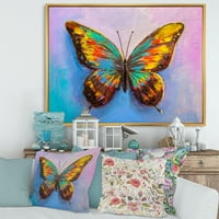 Дизайнарт 'красива пеперуда в оранжево и тюркоаз' модерна рамка платно стена арт принт
