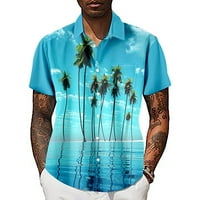 Ризи за мъже риза с къси ръкави отпечатани летни плажни рокли ризи сини