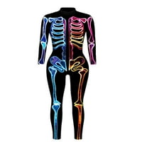 Grianlook жени Отдих екипаж панталон с скелет отпечатък Хелоуин комбинезони празнични панталони стил a l