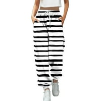 Дамски y2k панталони модни райета отпечатани гамаши спортни ежедневни суитчъри панталони панталони за жени