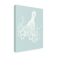 Марка изобразително изкуство 'бял октопод върху морска пяна е' платно изкуство от фаб фънки