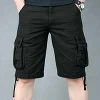 Sawvnm Cargo Pants Мъжки плюс размери къси панталони Мултипокета спокойни летни плажни къси панталони Подарък за възрастни черни xxxxll