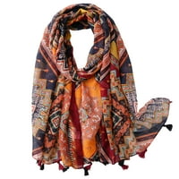 Дамски Бохемски шал лек цветен печат Шал Есен Зима Мода ресни шал-стил: стил3