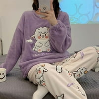 Есента зима женски пижами сладък анимационен филм отпечатано спално облекло ежедневно облекло за домашно облекло момиче плетен размер M-3XL Pijamas Fashion Pajama