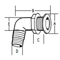 Нов deg Thru-Hull T-H Marine Th1292DP 1-7 8 3-1 2 C 1-1 8 D 1-1 8 E 1-3 8