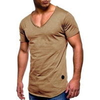 Ризи Плюс размер в врата Къси ръкави Плътен цвят лятна мъжка блуза Подаръци За Мъже