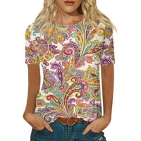 Ханас женски топ мода лято жени модни ежедневни върхове отпечатани ризи с къс ръкав кръг на тениски за врата на врата многоцветни xxxl