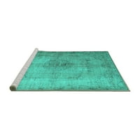Ahgly Company Machine Pashable Indoor Rectangle Persian Turquoise Blue Traditional Area Rugs, 5 '8'