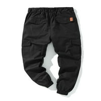 Мъжки памучни твърди джогинг товарни панталони с множество джобове тънък прилепват работни панталони