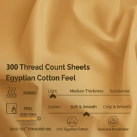 Брой на резбата Египетски памучен твърд дълбок джобен лист и калъф за възглавници, поставени по впечатления, двойни XL