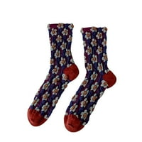 Qazqa дамски зимни чорапи есен и зима средна тръба чорапи плетен жакард печат топли чорапи