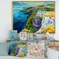 Дизайнарт 'син океан от скалисти скали' морска и крайбрежна рамка платно за стена арт принт
