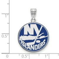 Логоарт НХЛ Ню Йорк Айлъндърс стерлинги Сребърен голям емайл висулка