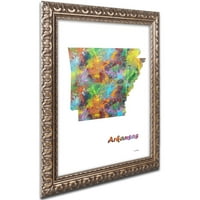 Търговска марка изобразително изкуство Арканзас членка карта-1 платно изкуство от Марлене Уотсън, злато богато украсена рамка
