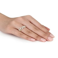 Миабела Дамски карат Т. в. диамант Жълт родий покритие стерлинги сребро заключване връзка пръстен