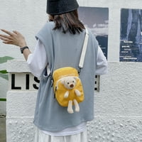 Loygkgas Нова сладка мечка crossbody чанта жени платно за рамо кукла чанта чанта