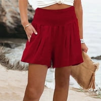 Ежедневни шорти за жени лято ударени ластик удобен детайл плажни панталони